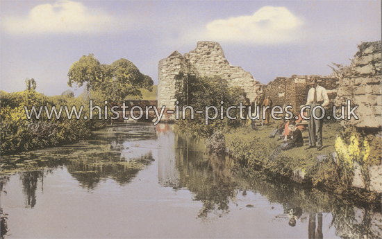 View along the River from The Abbey, Waltham Abbey, Essex. c.1960's